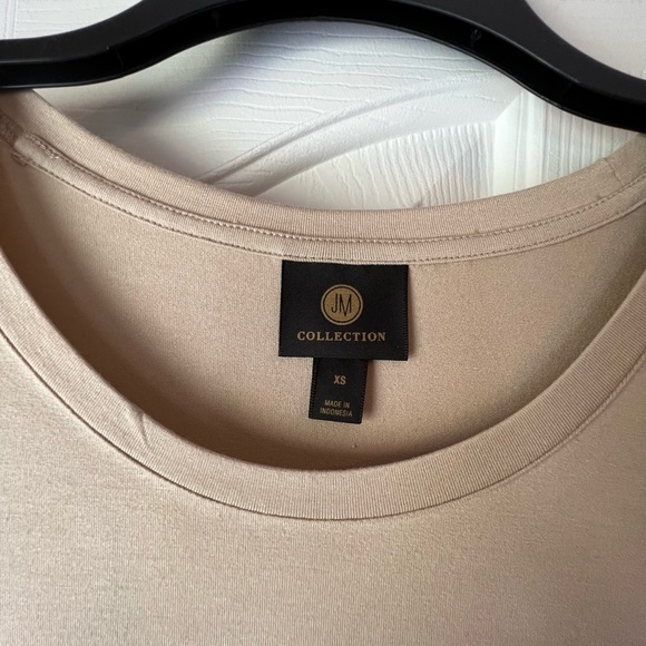 JM Collection Tees Tan Scoop Neck 3/4 Sleeve Top Size XS, NWOT - Picture 2 of 4